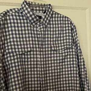 Men’s Roundtree & Yorke Blue Checkered Button Down Size XL
